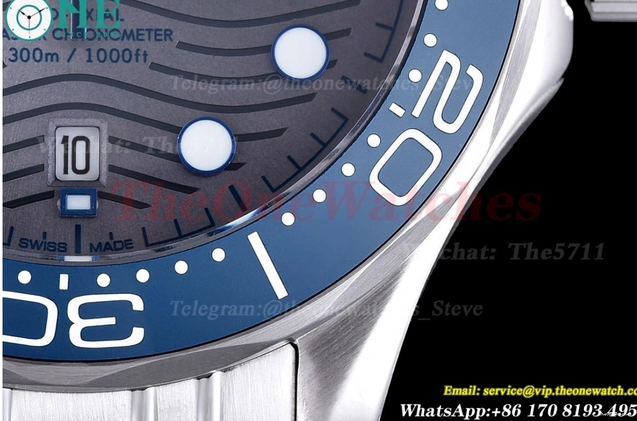 Seamaster GDF SS MY8215+Free 42mm 300m Nylon SS Grey Strap 0108